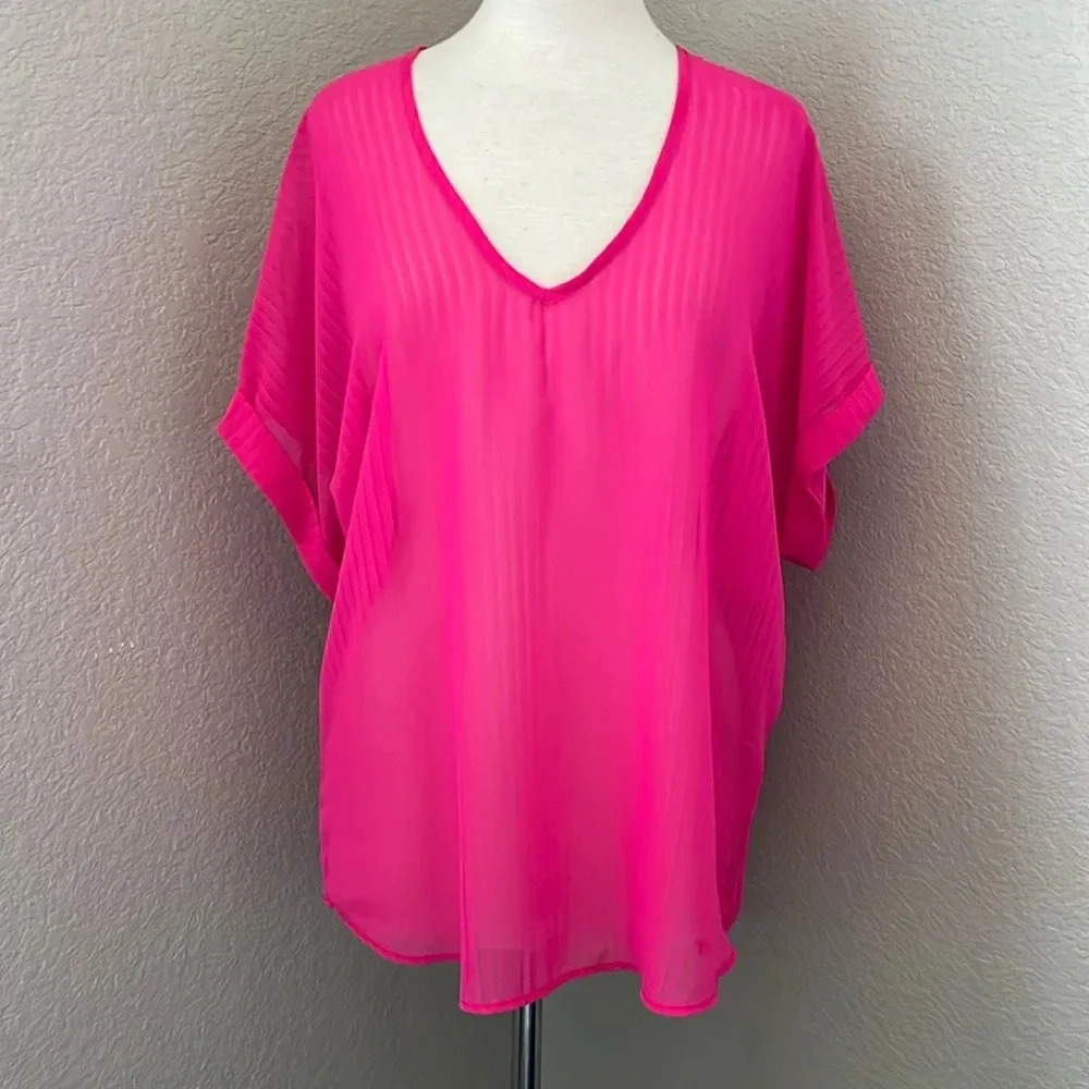 CHERISH hot pink semi sheer flowy top